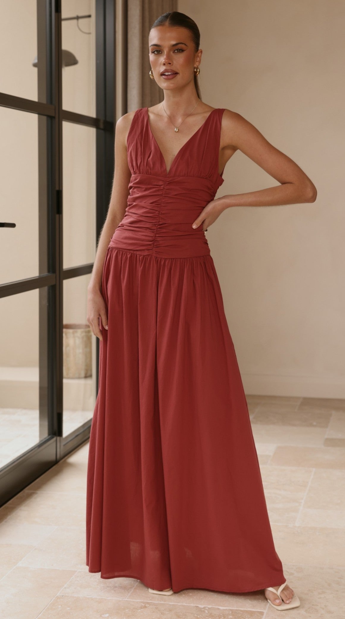 Sanya Maxi Dress - Burgundy - Billy J