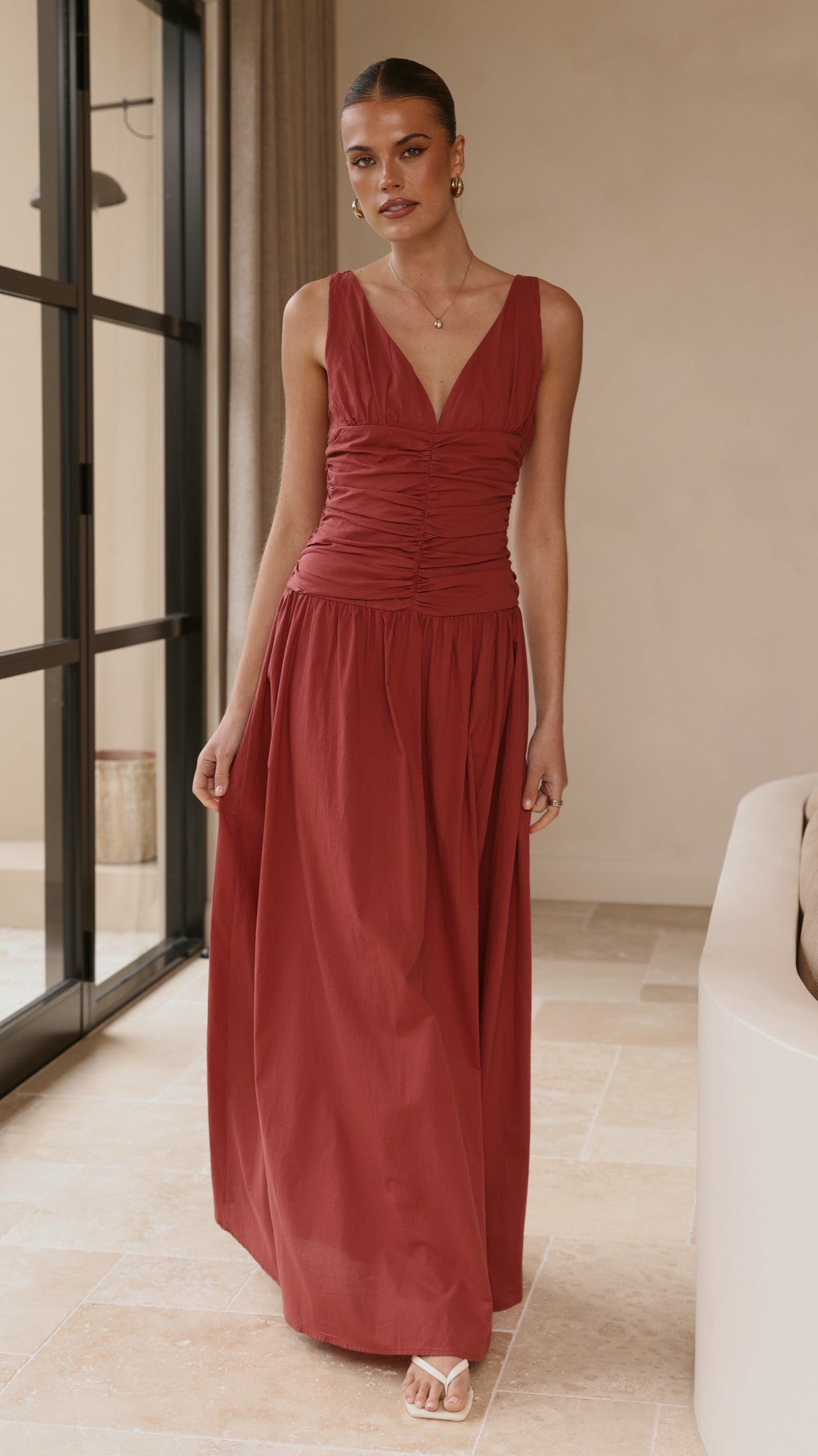 Sanya Maxi Dress - Burgundy - Billy J