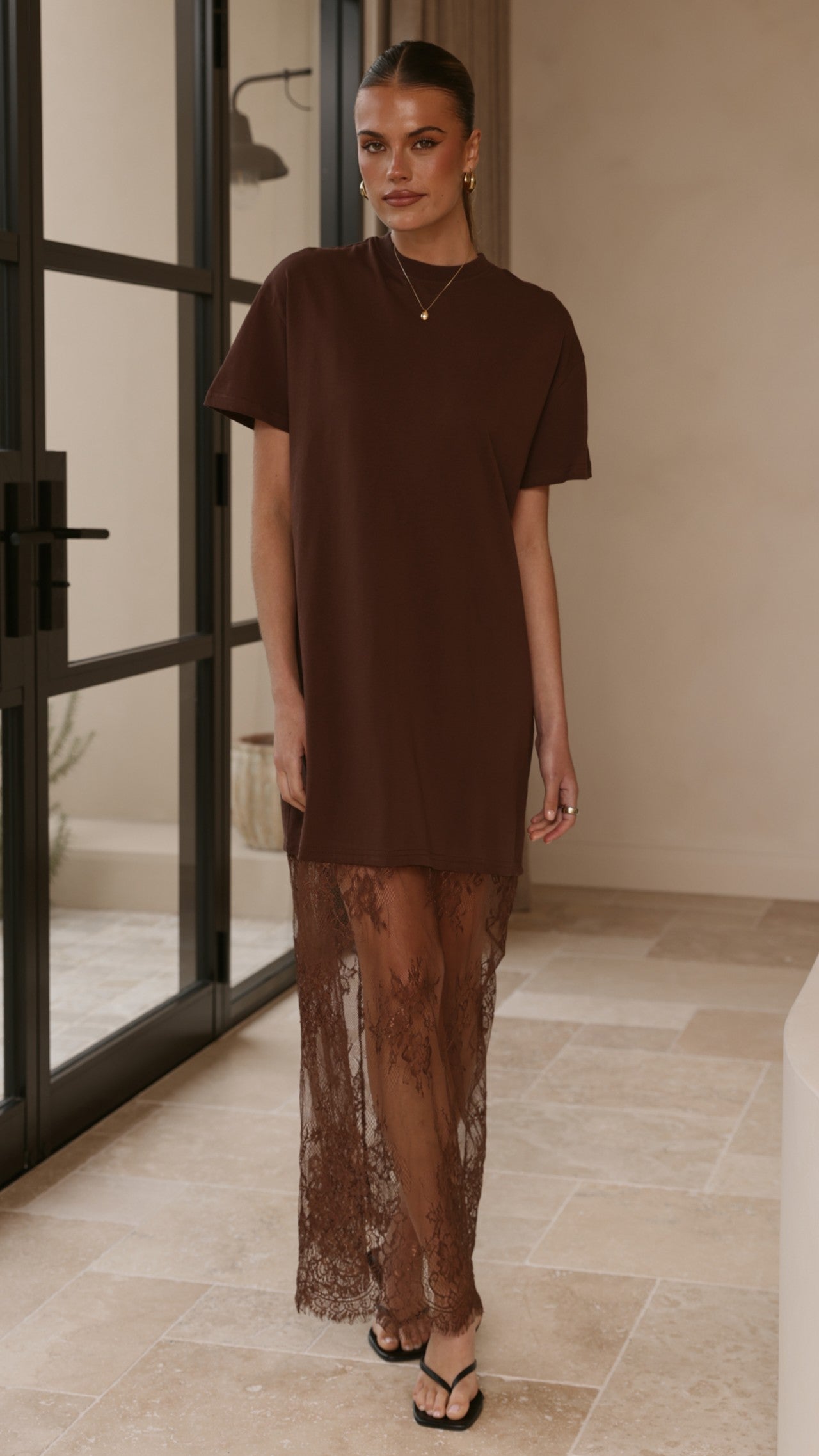 Adora T-Shirt Maxi Dress - Chocolate - Billy J