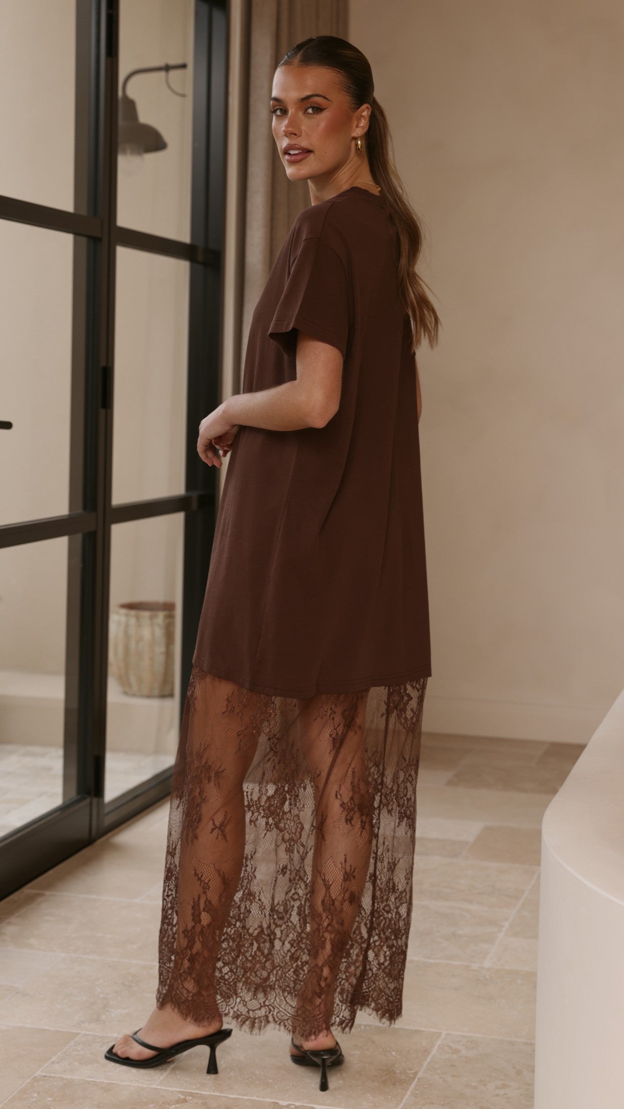 Adora T-Shirt Maxi Dress - Chocolate - Billy J