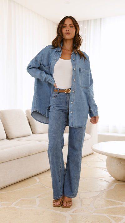 Load image into Gallery viewer, Blake Denim Shirt - Light Mid Denim - Billy J
