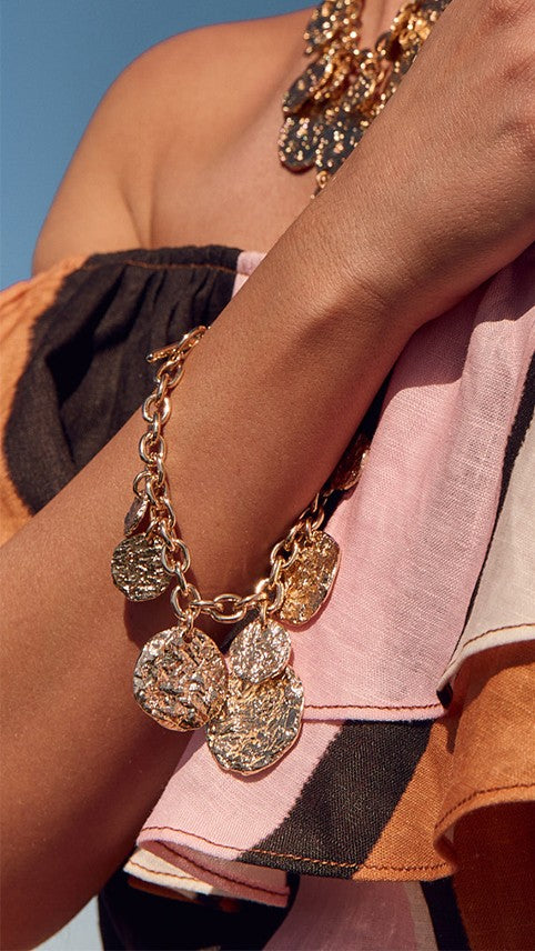 Molten Metal Disc Bracelet - Gold - Billy J