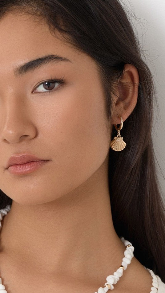 Mini Metal Shell Hoops - Gold - Billy J