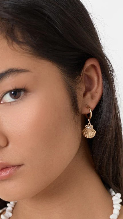 Mini Metal Shell Hoops - Gold - Billy J