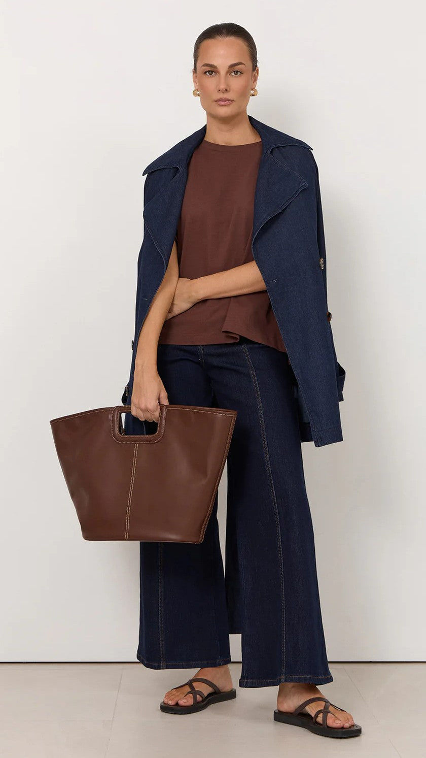 Stitched Tote Bag - Chocolate - Billy J