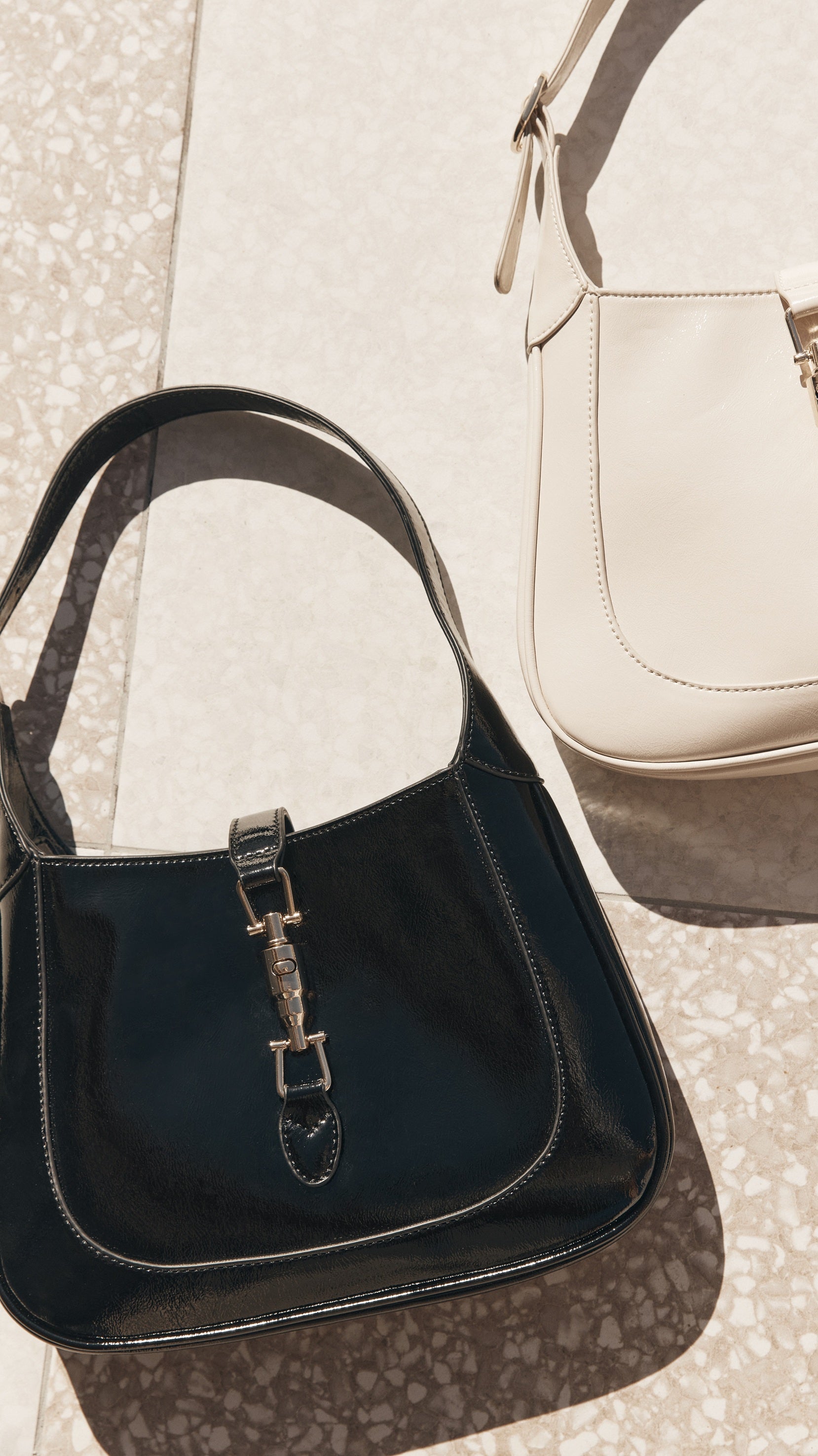 Alix Shoulder Bag - Black Crinkle Patent - Billy J