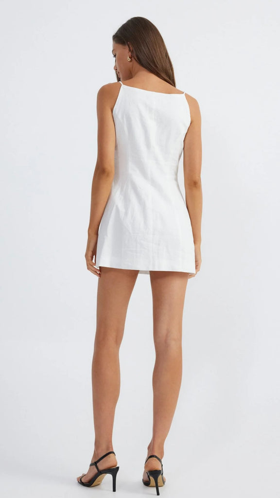 Allegra Linen Mini Dress - White - Billy J