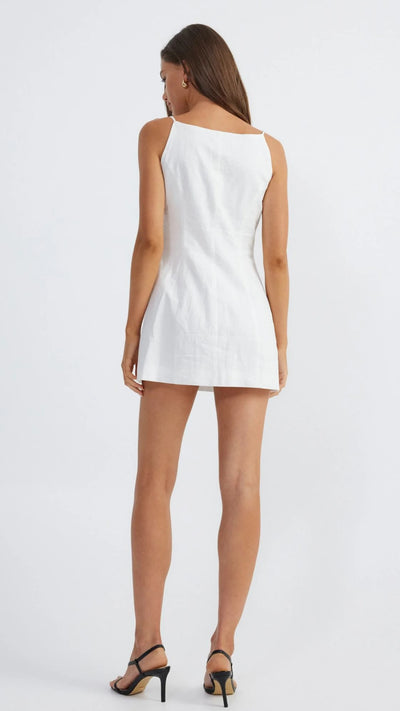 Load image into Gallery viewer, Allegra Linen Mini Dress - White - Billy J
