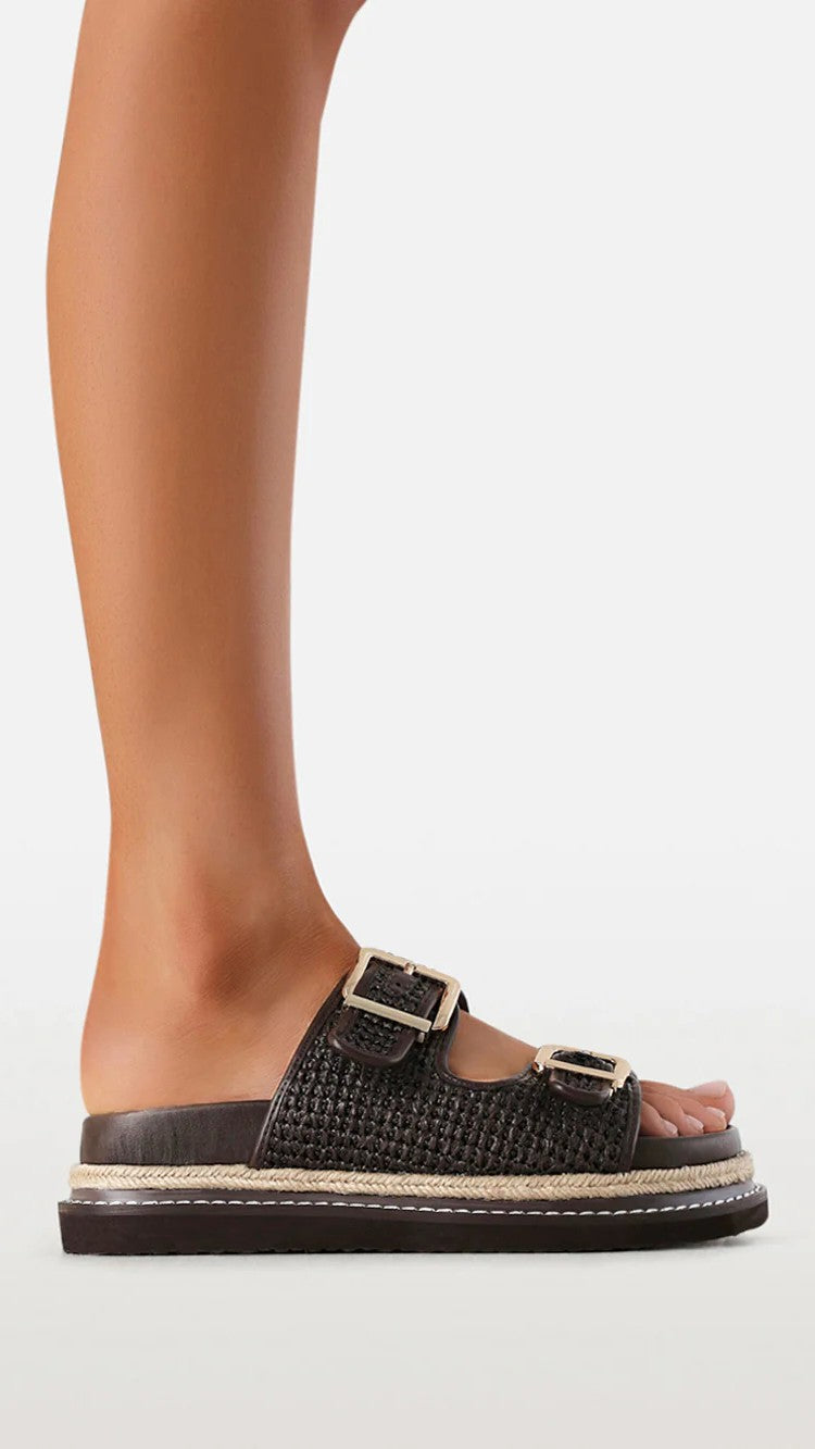 Adonis Slide - Chocolate Raffia - Billy J