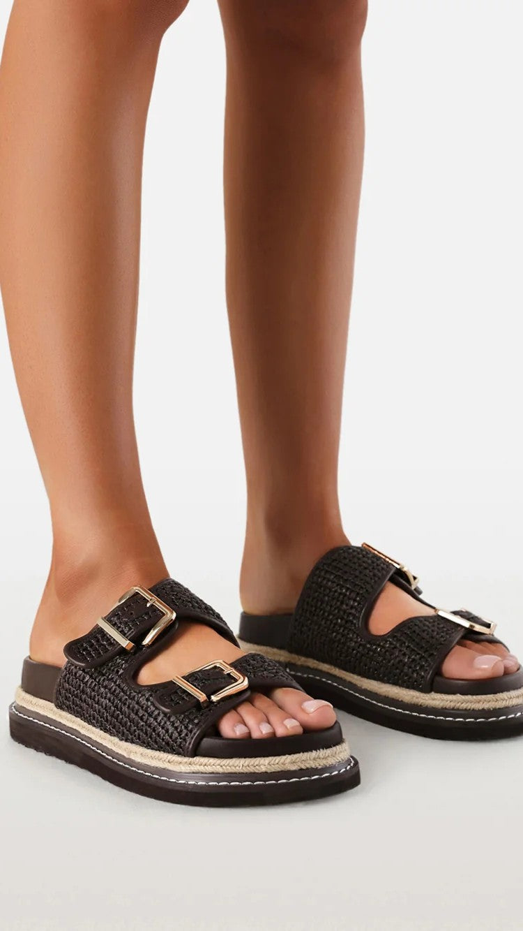 Adonis Slide - Chocolate Raffia - Billy J