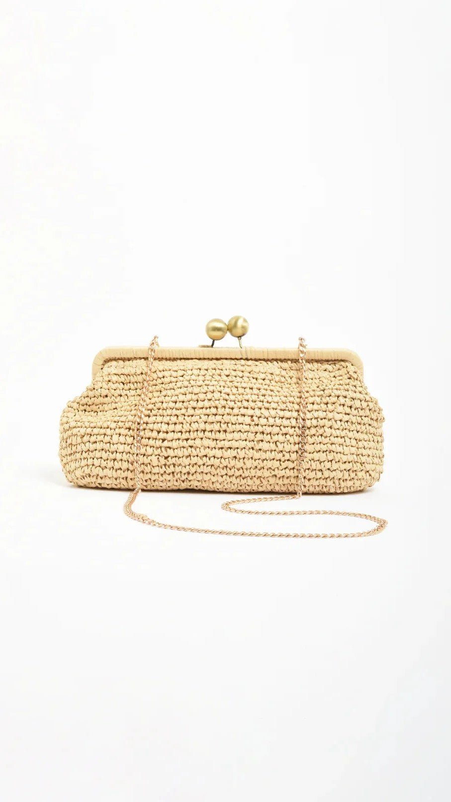 Clip Top Elongated Clutch - Natural - Billy J