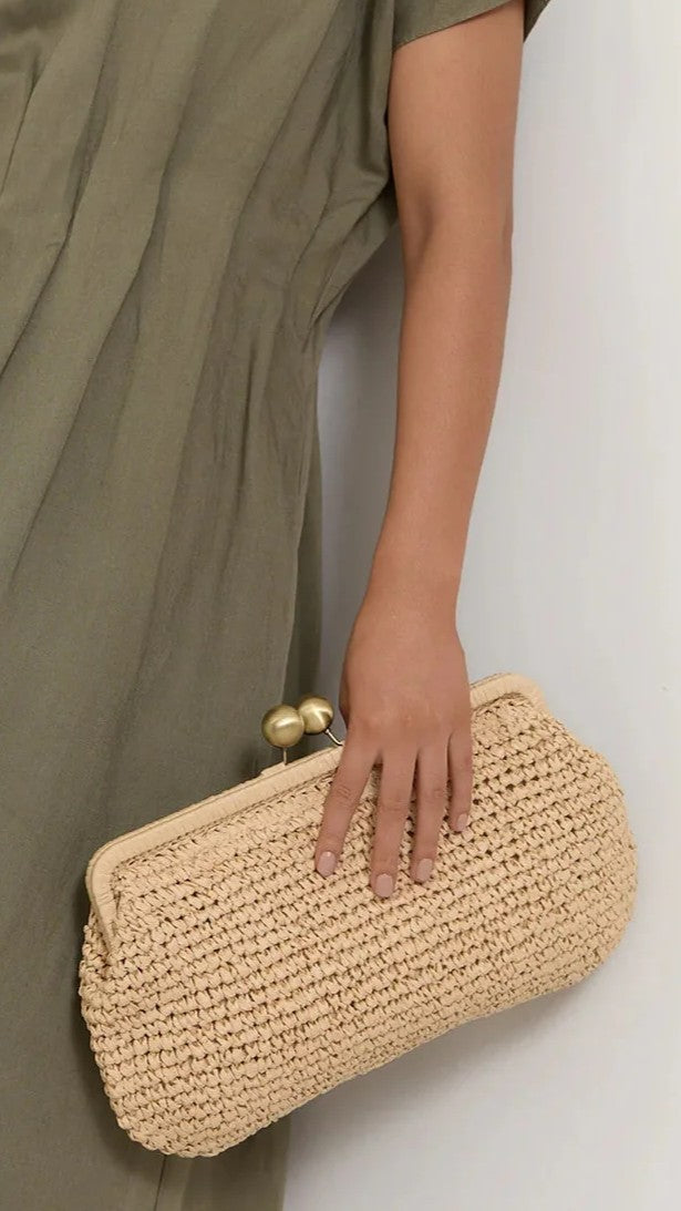 Clip Top Elongated Clutch - Natural - Billy J