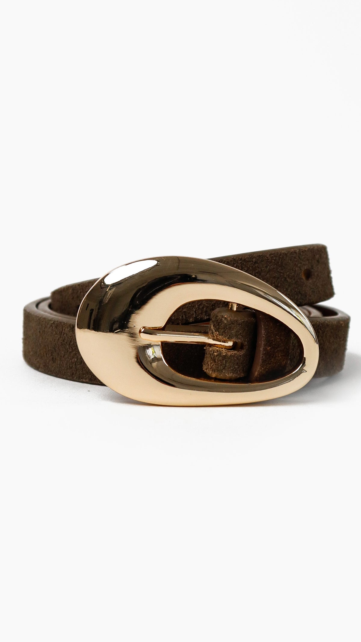 Celina Organic Buckle Belt - Olive Genuine Leather - Billy J