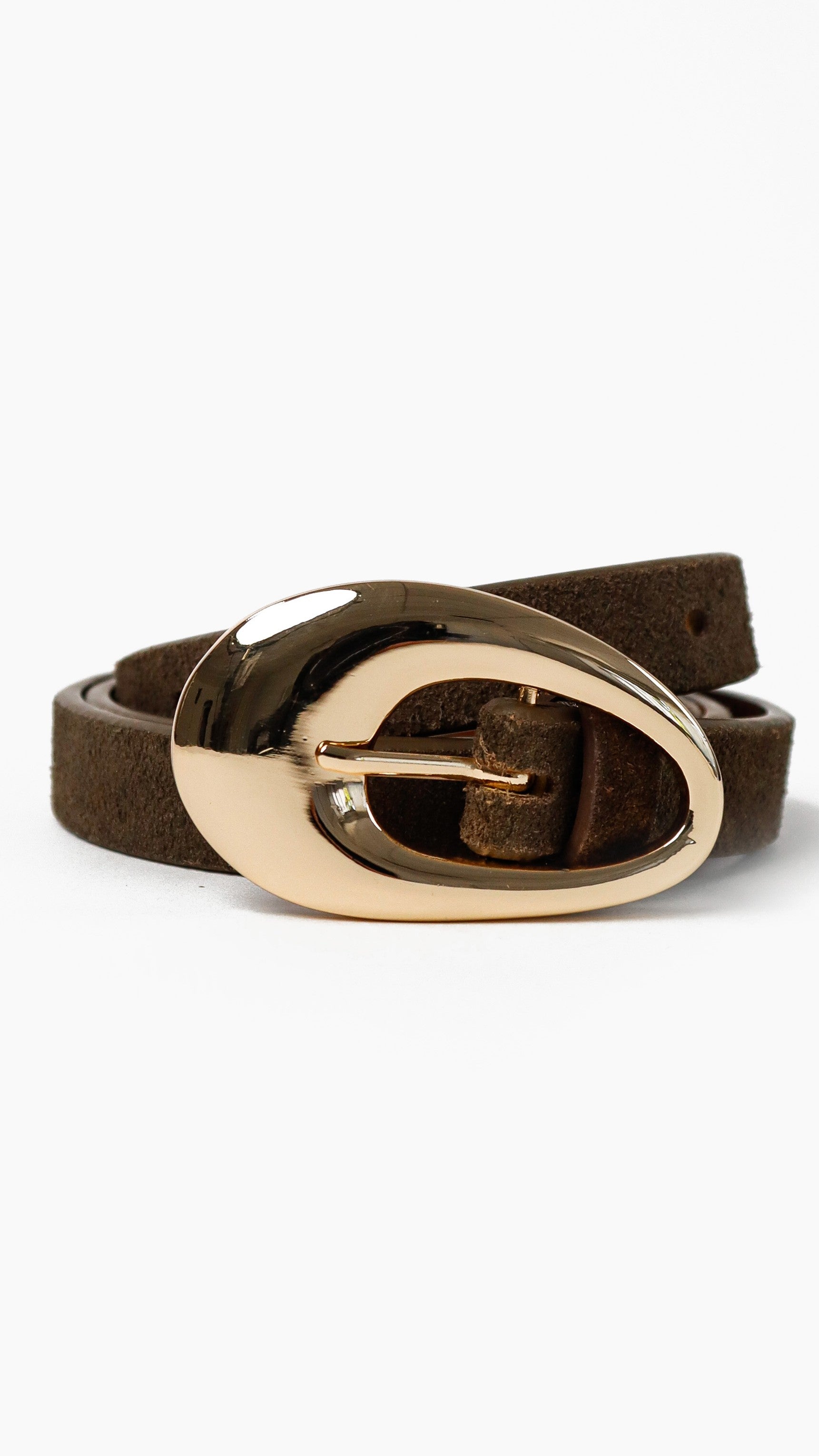 Celina Organic Buckle Belt - Olive Genuine Leather - Billy J