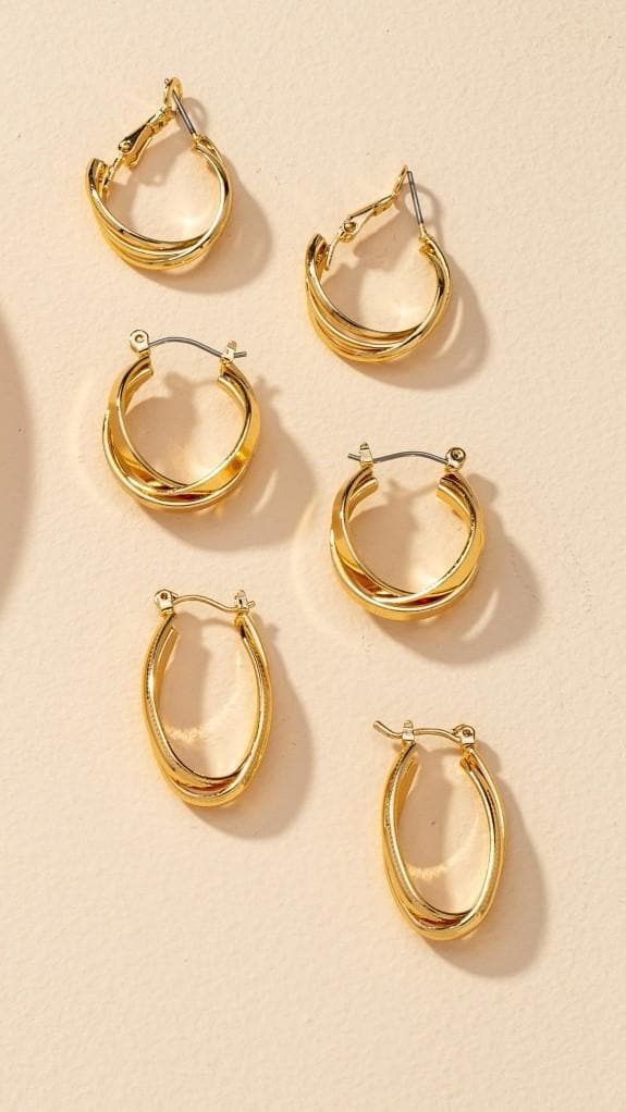 Maya Twist Earrings Set - Gold - Billy J