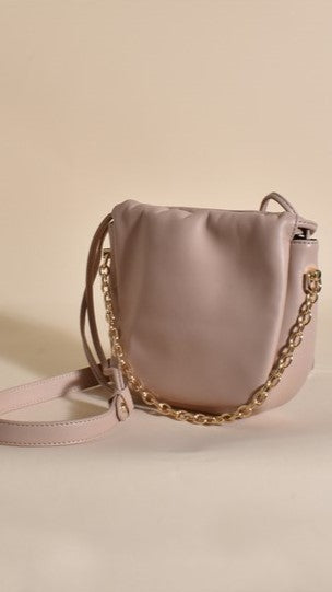 Brinley Gathered Top Crossbody Bag - Nude/Gold