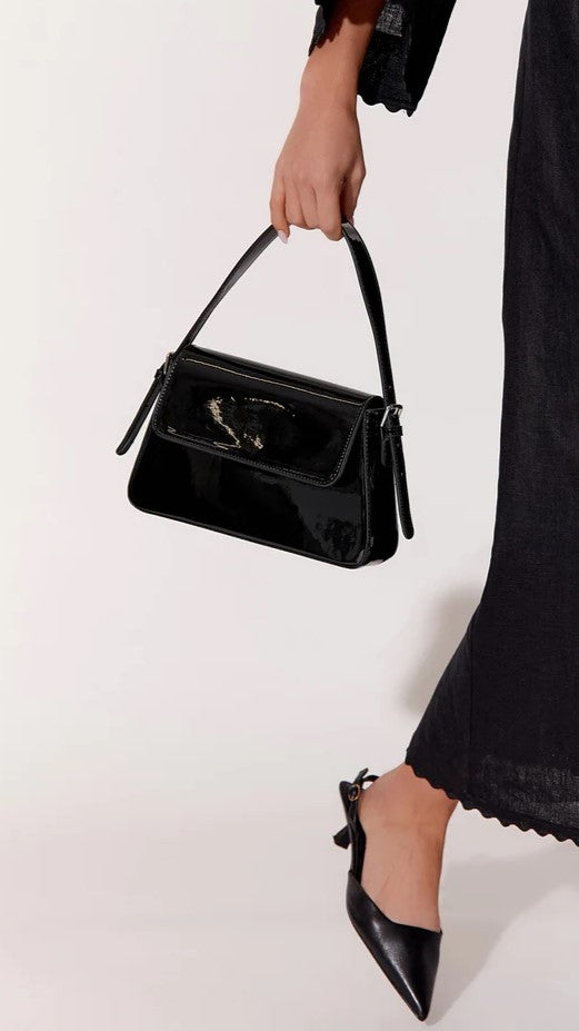 Maisie High Shine Handbag - Black