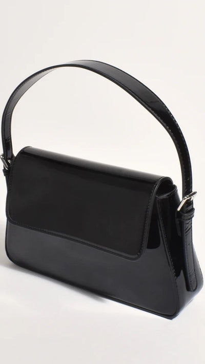 Load image into Gallery viewer, Maisie High Shine Handbag - Black
