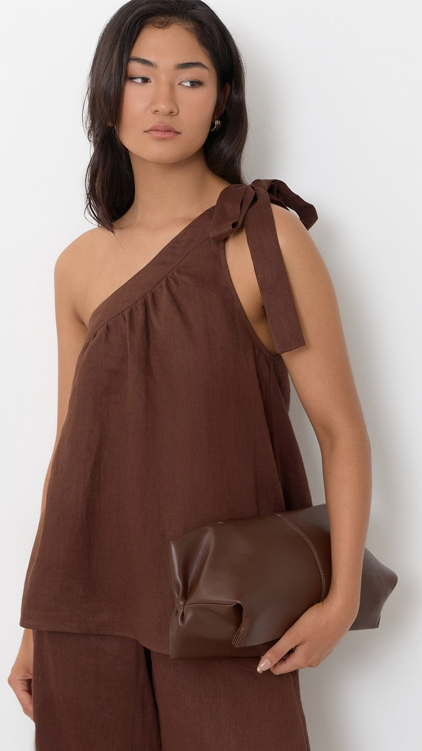 Semi Structured Fold Over Clutch - Chocolate - Billy J