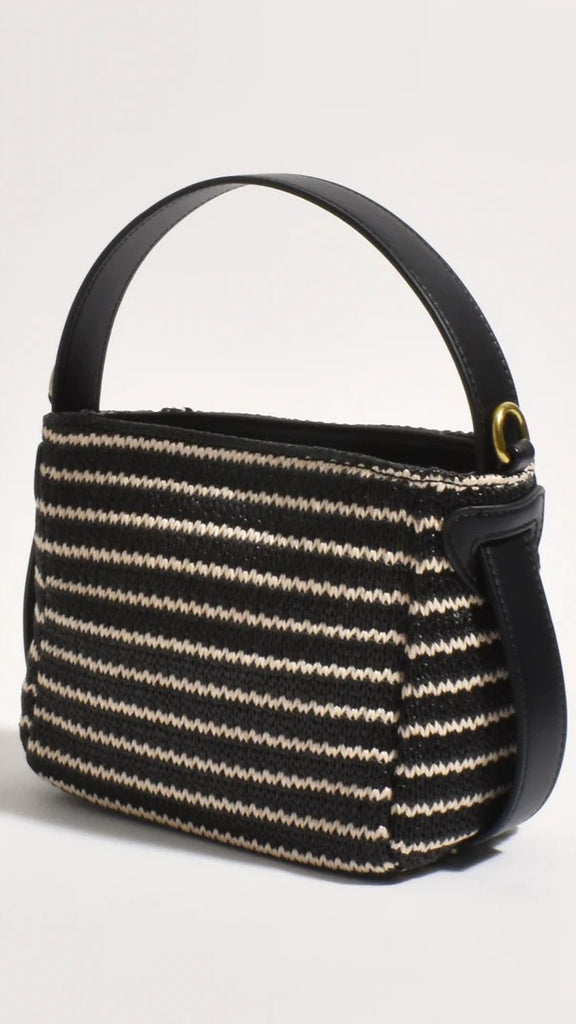 Lottie Woven Mini Handbag - Black/Natural - Billy J