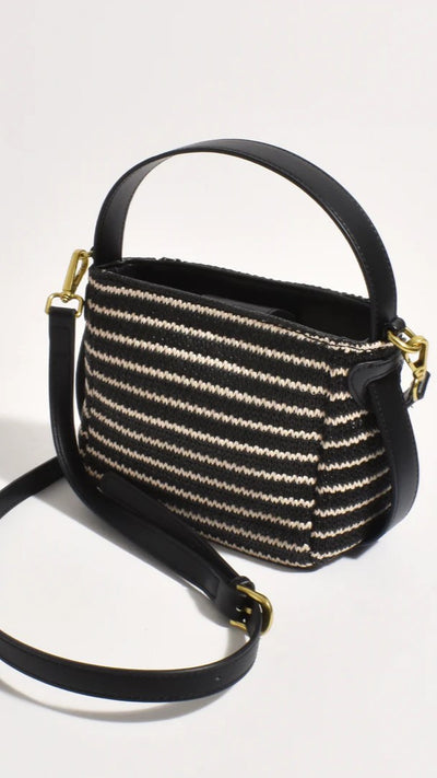 Load image into Gallery viewer, Lottie Woven Mini Handbag - Black/Natural
