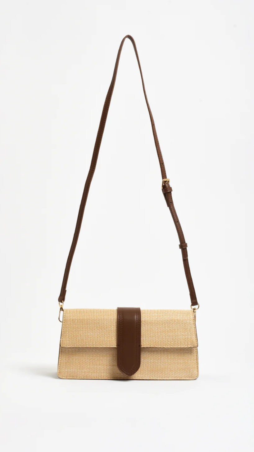 Woven Fold Over Small Bag - Natural - Billy J