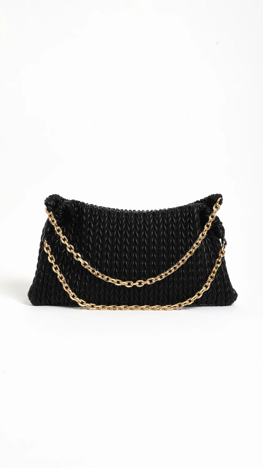 Arrow Weave Shoulder Bag - Black - Billy J
