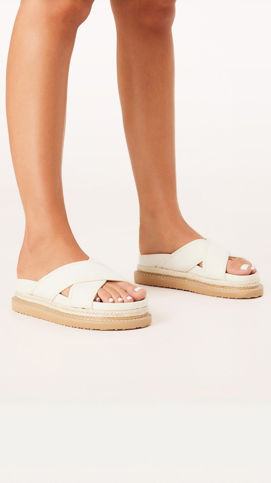 Aysha Slides - Cream Linen - Billy J