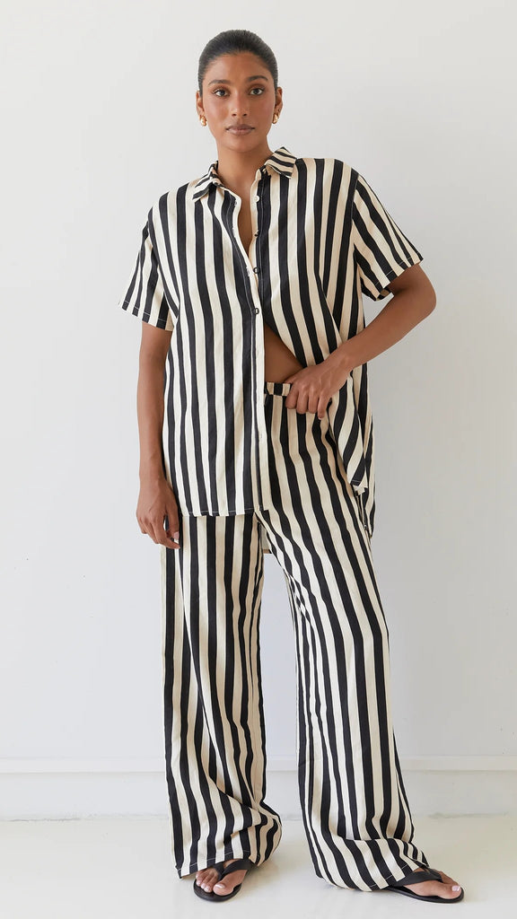 Essie Shirt - Black/Beige Stripe