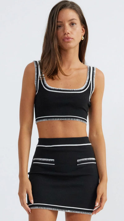 Load image into Gallery viewer, Beverly Crop Top - Black / White - Billy J
