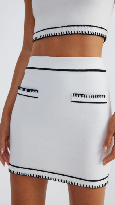 Load image into Gallery viewer, Beverly Mini Skirt - White / Black
