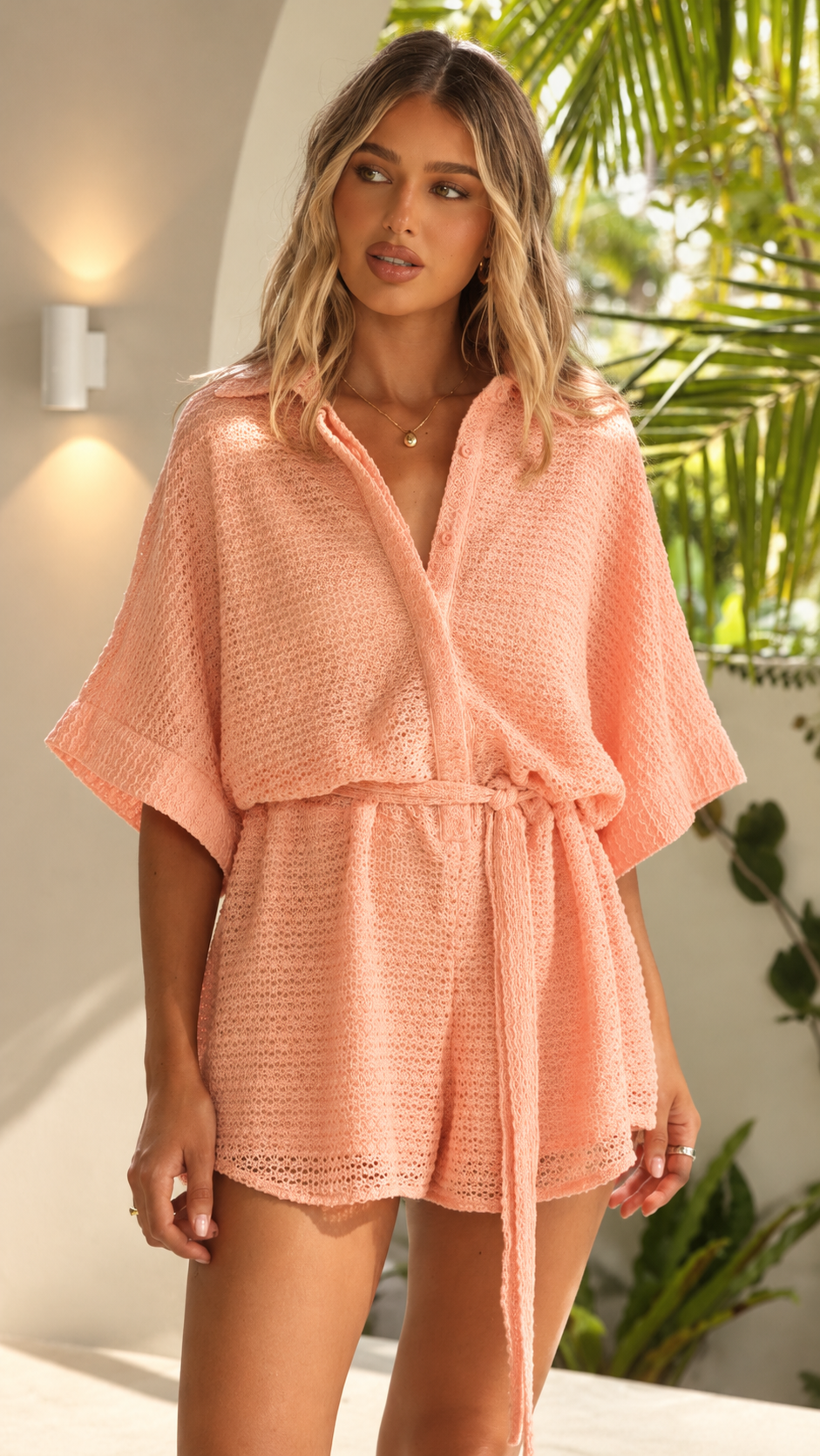 Carmen Playsuit - Peach - Billy J