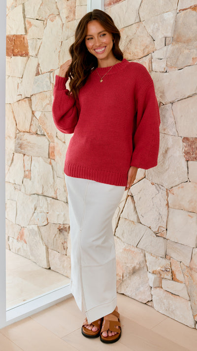 Load image into Gallery viewer, Sydney Knitted Jumper - Cherry - Billy J
