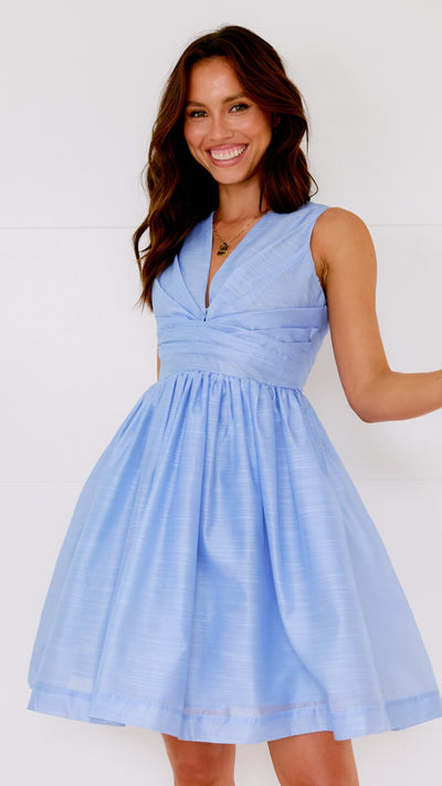 Load image into Gallery viewer, Gracey Mini Dress - Blue - Billy J

