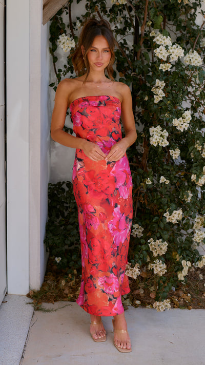 Load image into Gallery viewer, Miya Maxi Dress - Red Floral - Billy J
