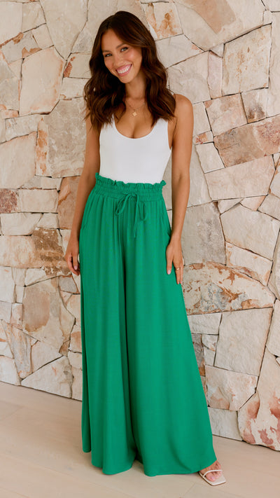 Load image into Gallery viewer, Avery Wide Leg Pants - Forest Green - Billy J
