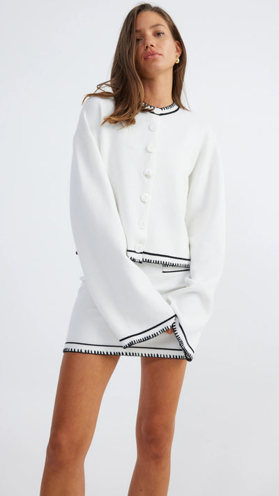 Load image into Gallery viewer, Daphne Cardigan - White / Black - Billy J
