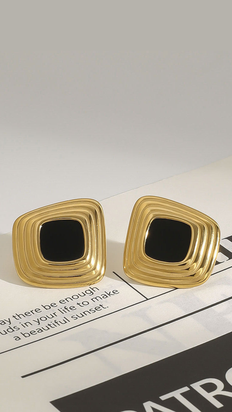 Bronnie Earrings - Gold / Black - Billy J