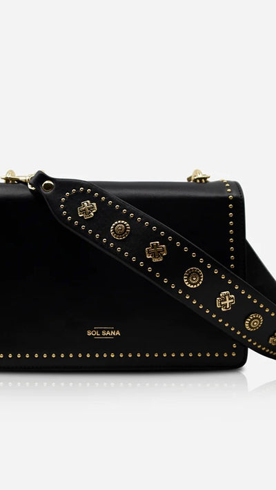 Load image into Gallery viewer, Sol Sana Flap Bag - Black/Gold - Billy J
