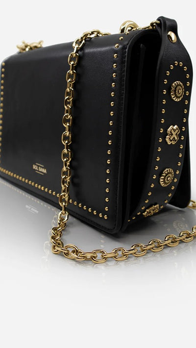 Load image into Gallery viewer, Sol Sana Flap Bag - Black/Gold - Billy J
