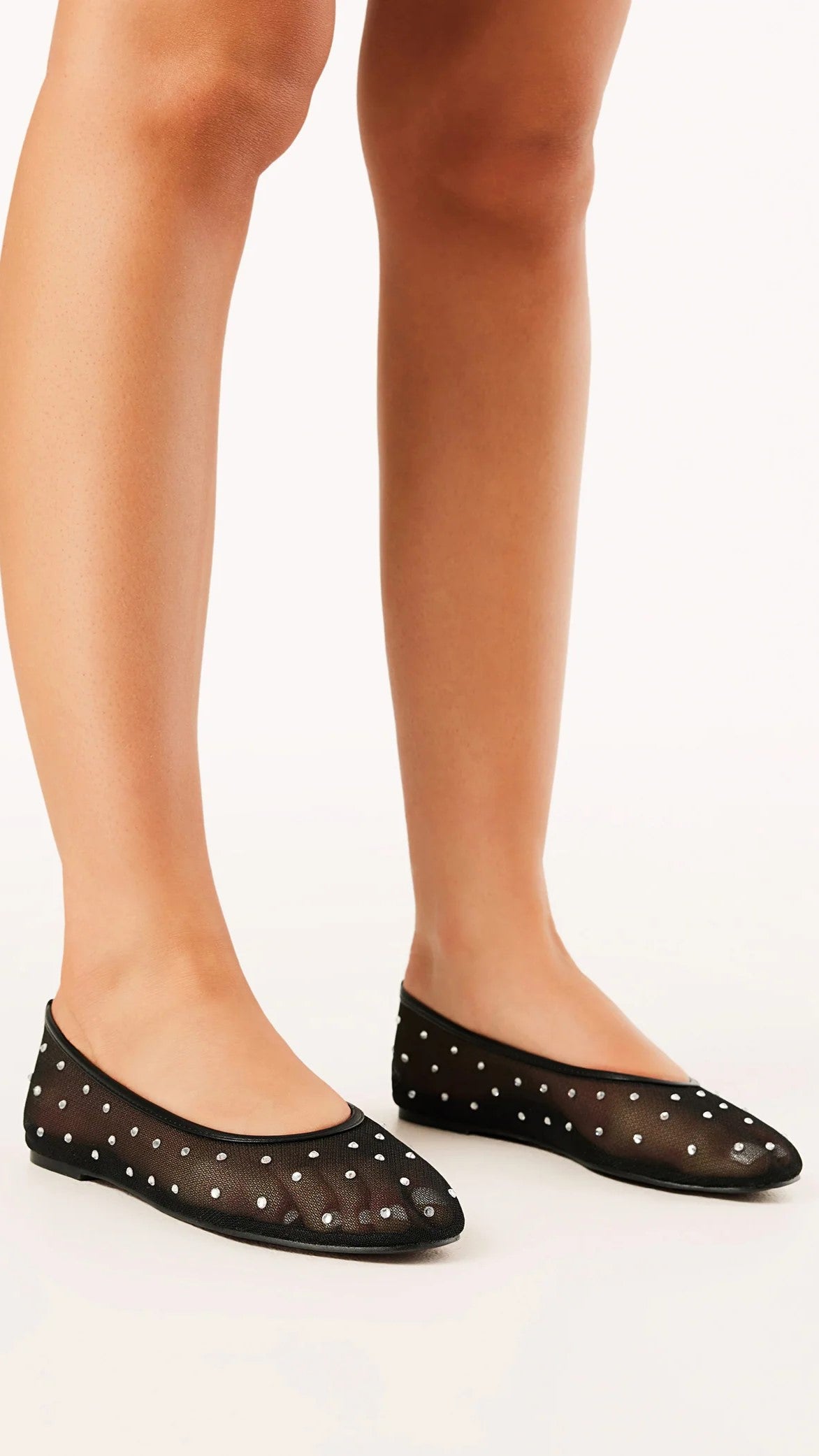 Gerani Flats - Black Mesh Diamante - Billy J