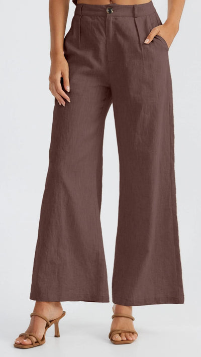Load image into Gallery viewer, Hale Linen Pants - Chocolate - Billy J
