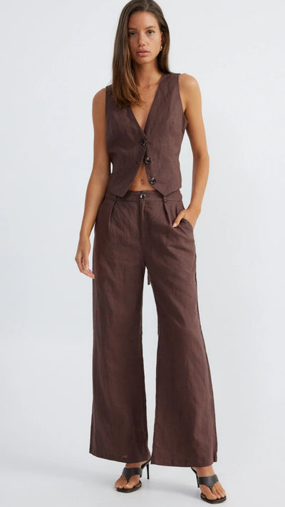 Load image into Gallery viewer, Hale Linen Pants - Chocolate - Billy J
