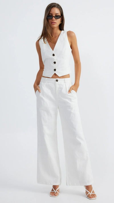 Load image into Gallery viewer, Allegra Linen Vest - White
