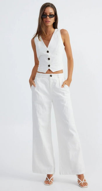 Hale Linen Pants - White