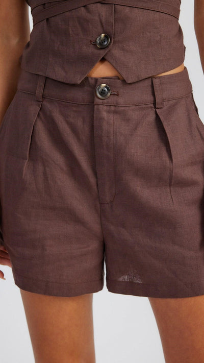 Load image into Gallery viewer, Hale Linen Shorts - Chocolate
