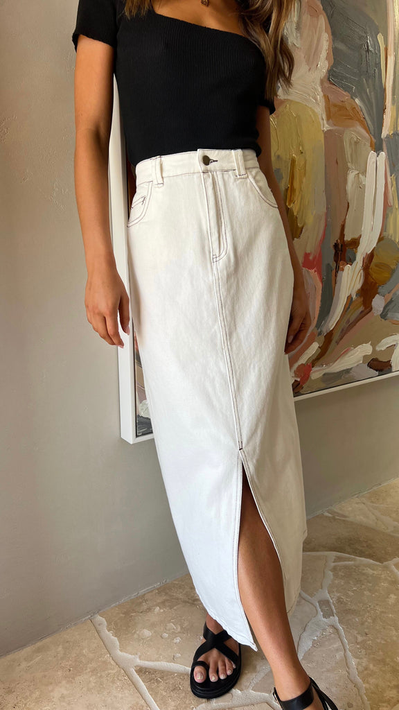 Lavey Midi Skirt - White