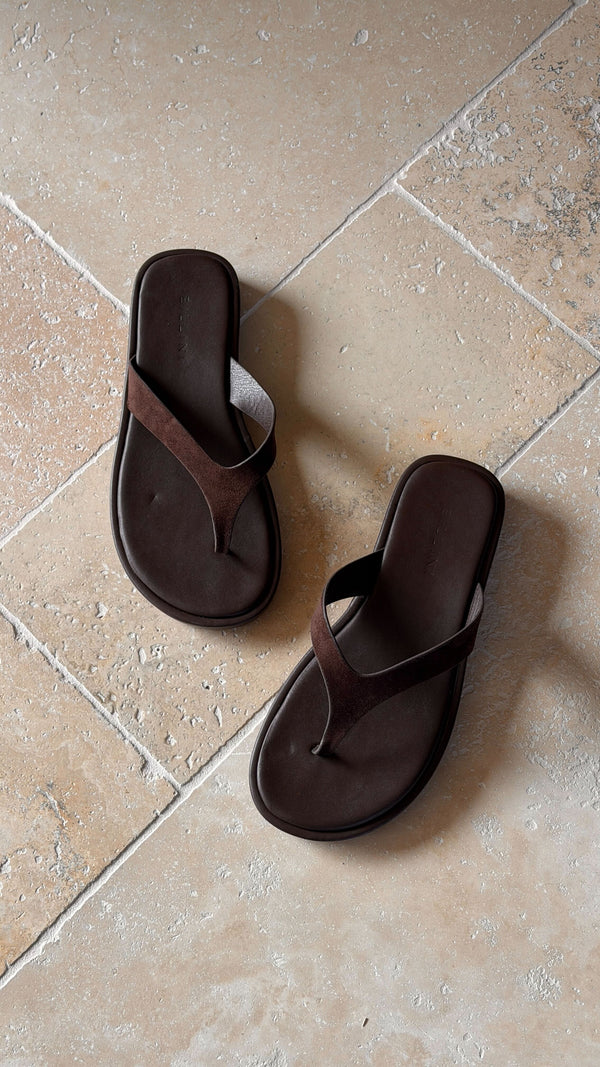 Orianna Slide - Dark Cacao Suede - Billy J