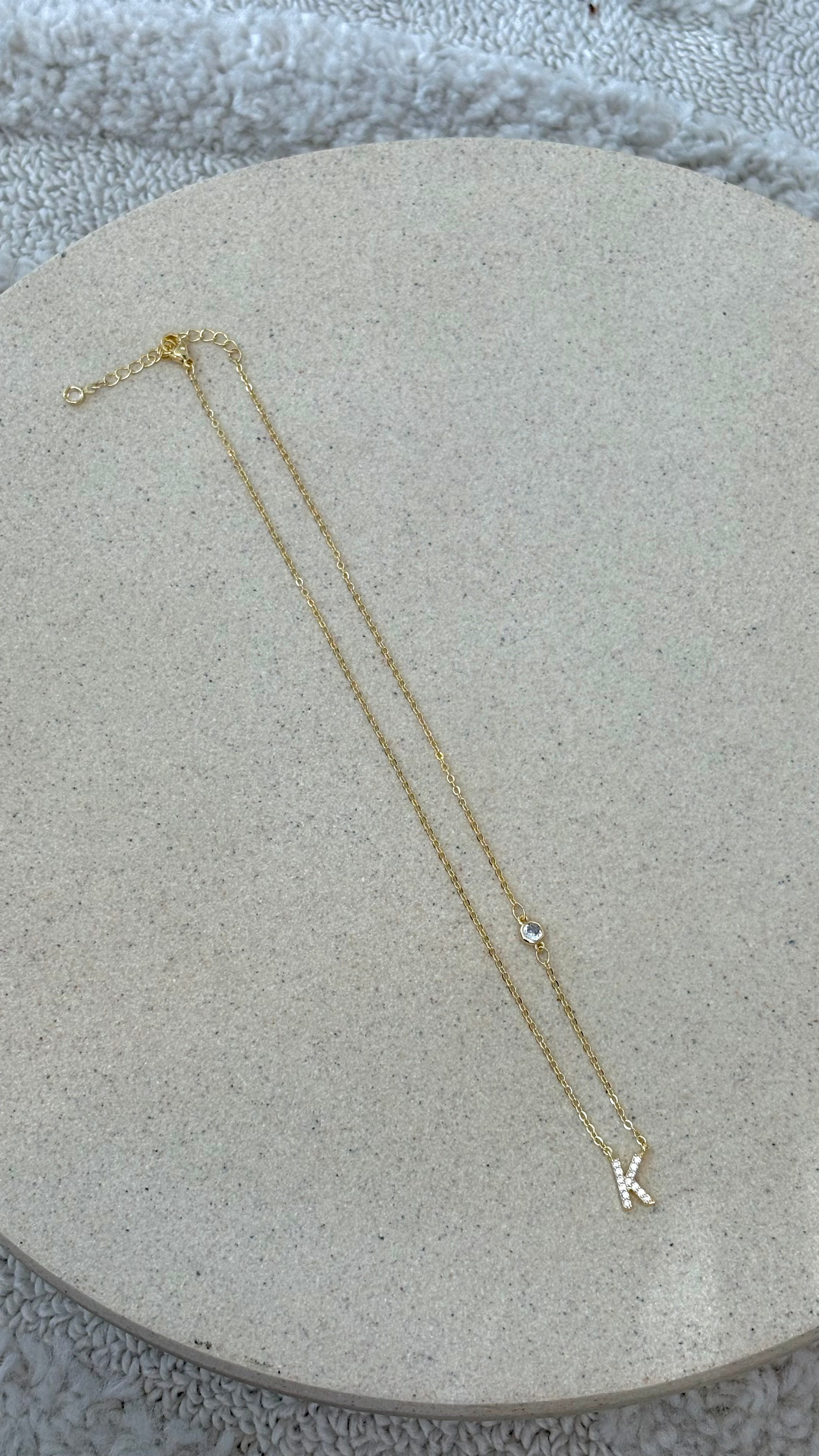Ivy Initial Letter Necklace - K - Billy J