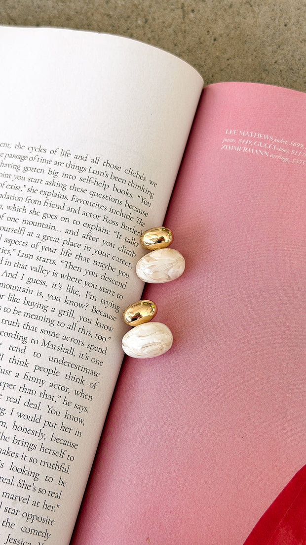 Bauble Resin Earring - Cream - Billy J